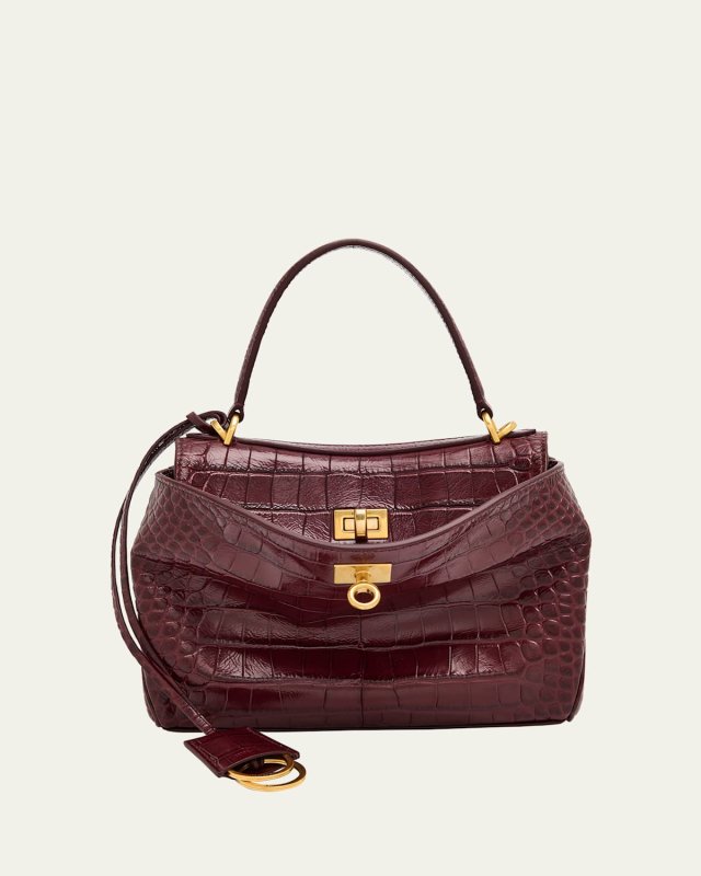 Rodeo Mini Croc-Embossed Top-Handle Bag